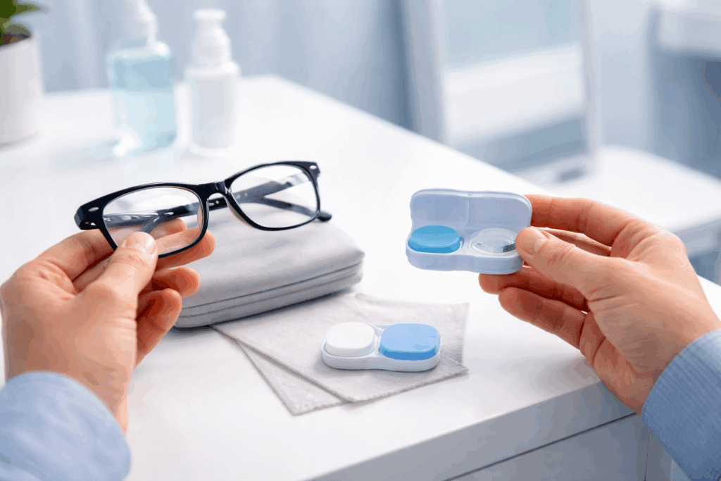 óculos e lentes de contato